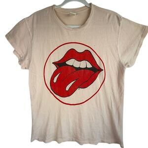 Madeworn Rolling Stones Tongue Graphic Tee Pink Made USA Size M $175 MSRP